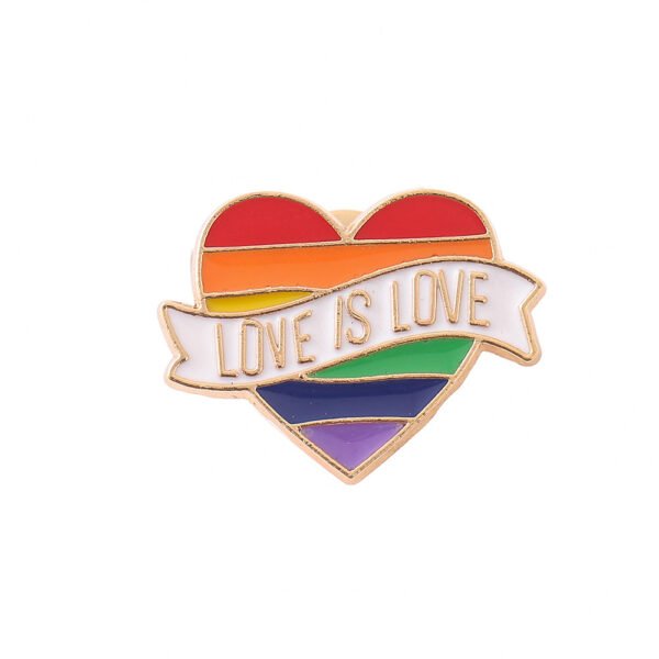 Love Is Love Ribbon Rainbow Heart Pin