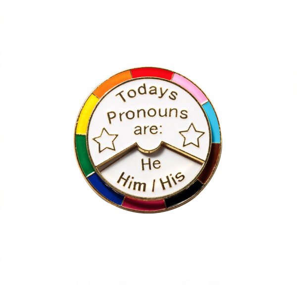 Today's Pronoun- Rainbow Turnable Pin