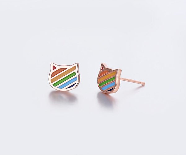 Cat Rainbow Earrings - Gold