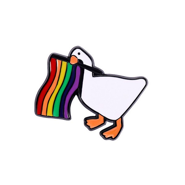 Duck With Rainbow Flag Pin