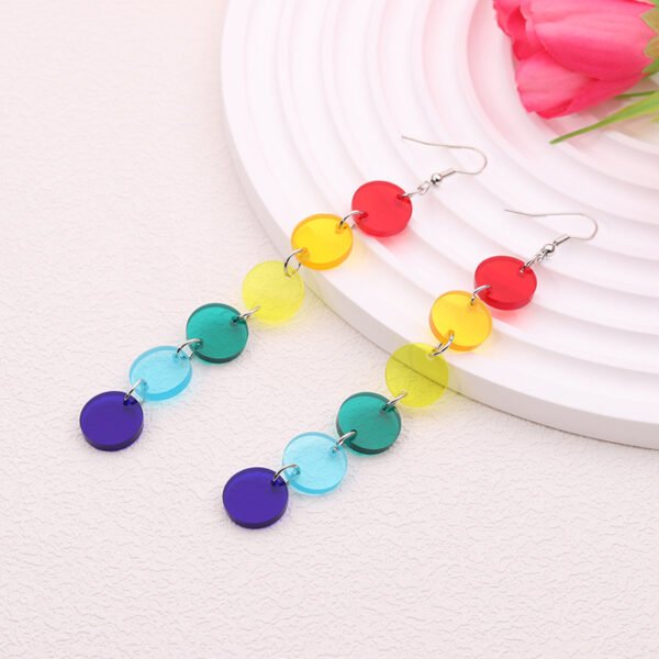 Geometric Circle Acrylic Rainbow Earrings