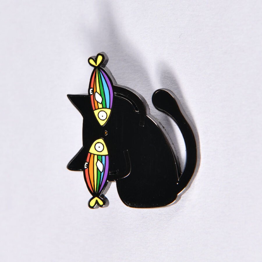 Naughty Cat With Fish Pin