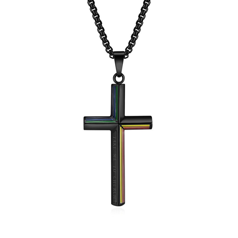 Take Me To Church Rainbow Cross Necklace - Image 3