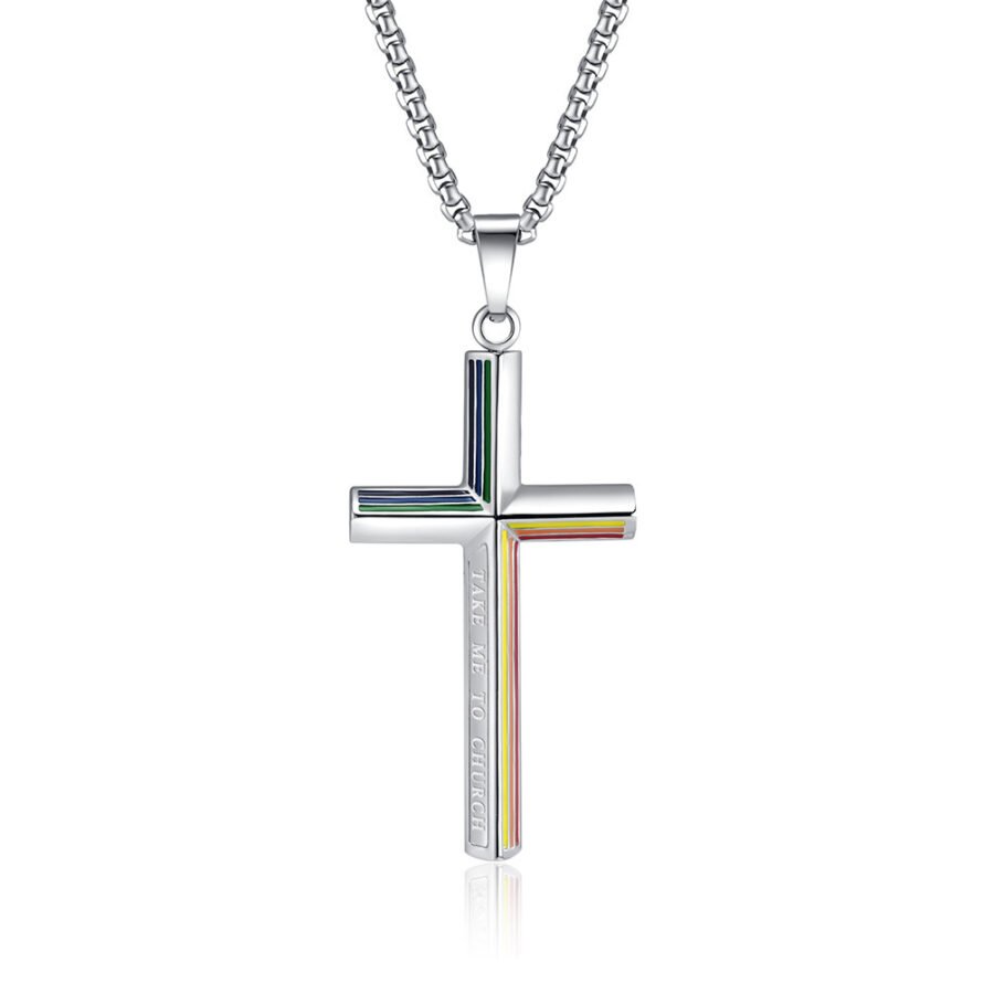 Take Me To Church Rainbow Cross Necklace - Image 2