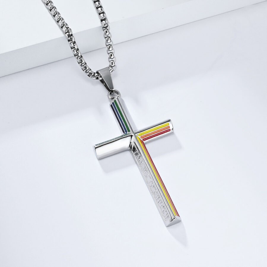 Take Me To Church Rainbow Cross Necklace - Image 4