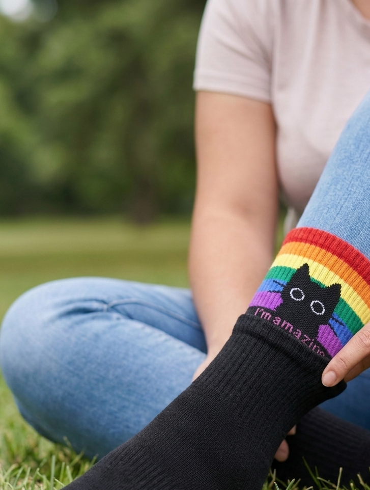 Cat Rainbow Socks "I'm amazing" – Bild 2