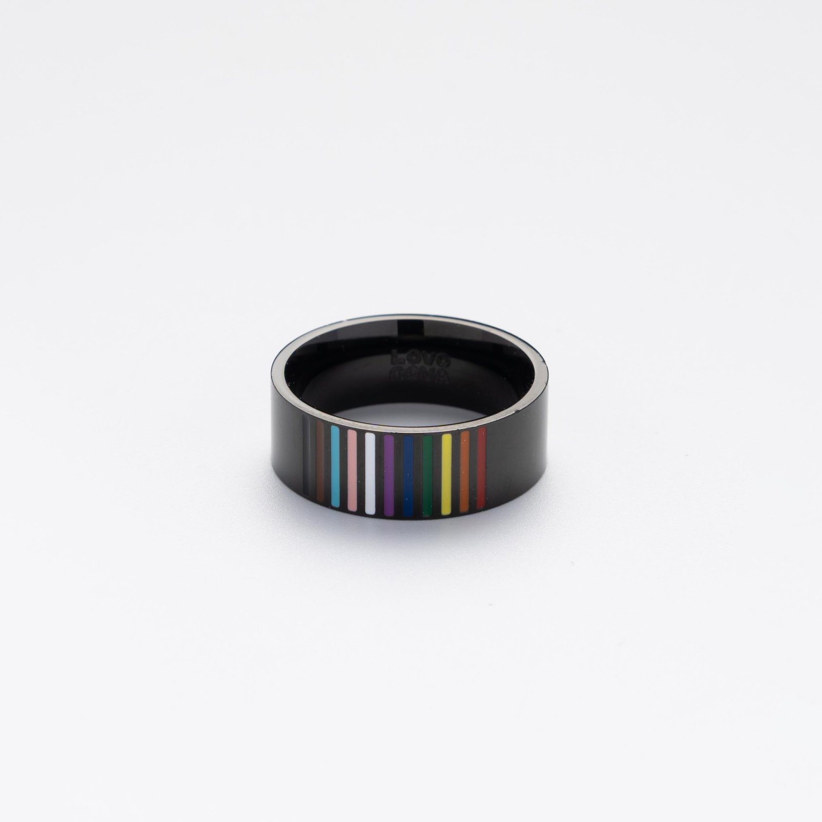 LGBTQAI+ hypoallergenic silver gold black round unisex ring - Image 4