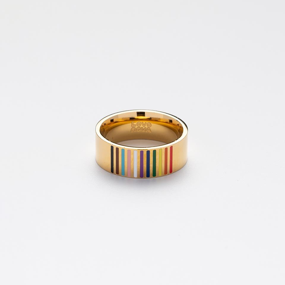 LGBTQAI+ hypoallergenic silver gold black round unisex ring - Image 3