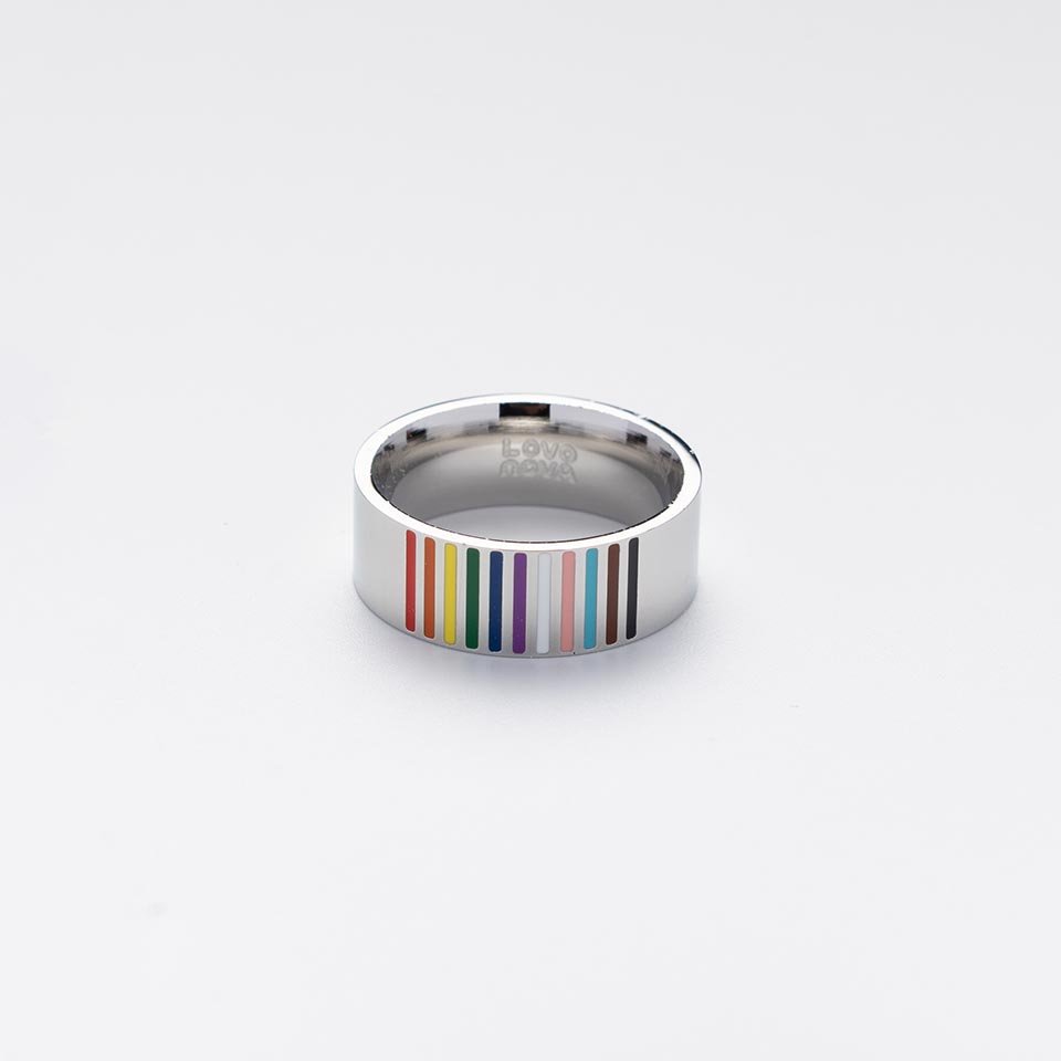 LGBTQAI+ hypoallergenic silver gold black round unisex ring - Image 5