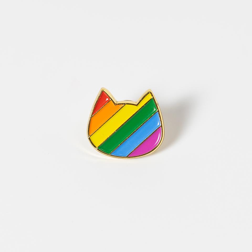Cat Rainbow Silhouette Pin