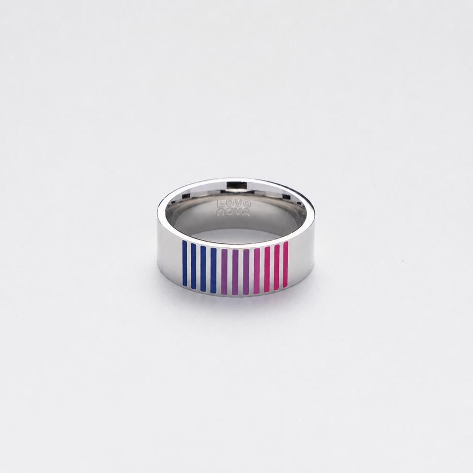 Lesbian, Transgender and Bisexual hypoallergenic silver round unisex ring - Image 5
