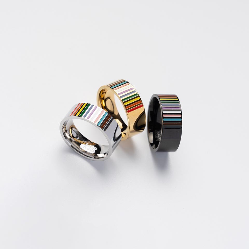 LGBTQAI+ hypoallergenic silver gold black round unisex ring - Image 6