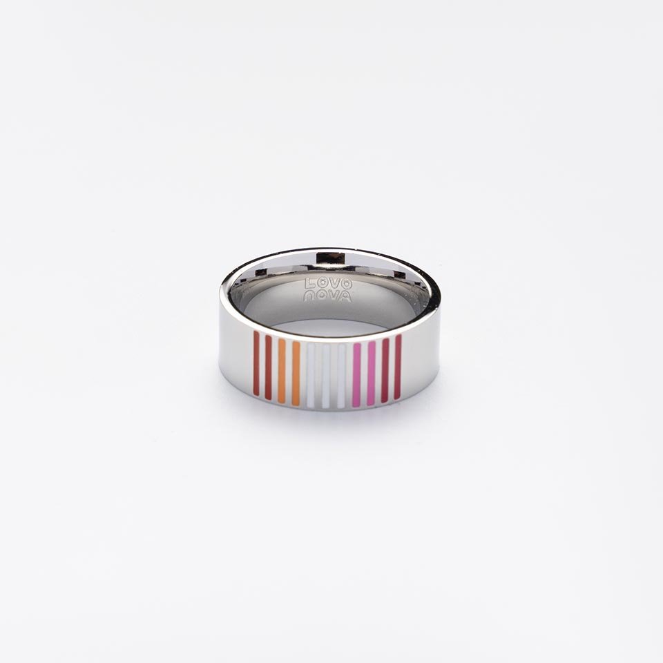Lesbian, Transgender and Bisexual hypoallergenic silver round unisex ring - Image 3