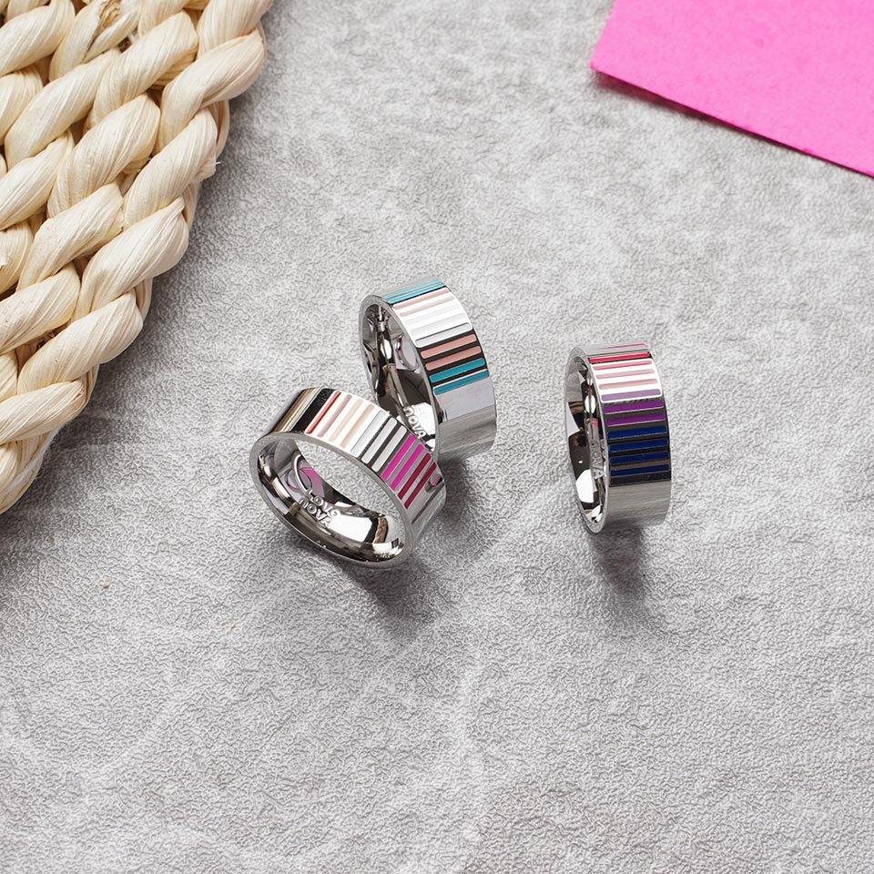 Lesbian, Transgender and Bisexual hypoallergenic silver round unisex ring - Image 2