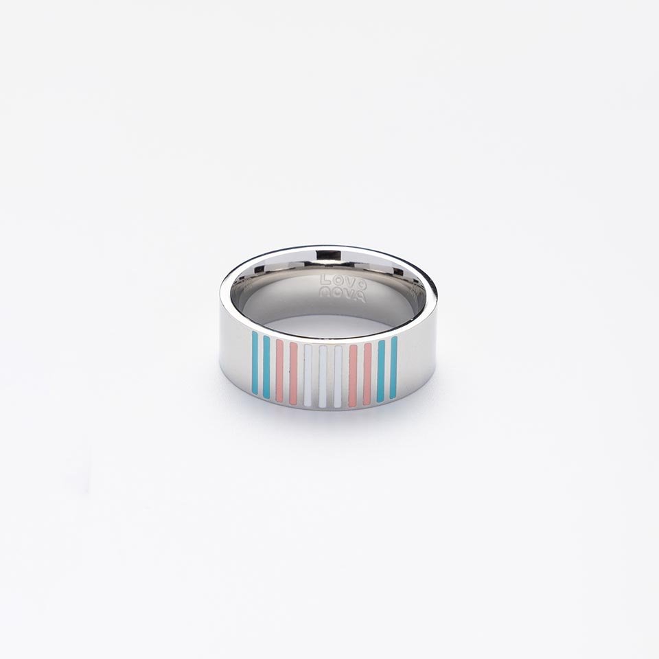 Lesbian, Transgender and Bisexual hypoallergenic silver round unisex ring - Image 4